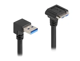 DeLOCK Cable USB 5 Gbps Tipo-A a Micro-B 90° inclinado hacia abajo con tornillos 1 m Negro