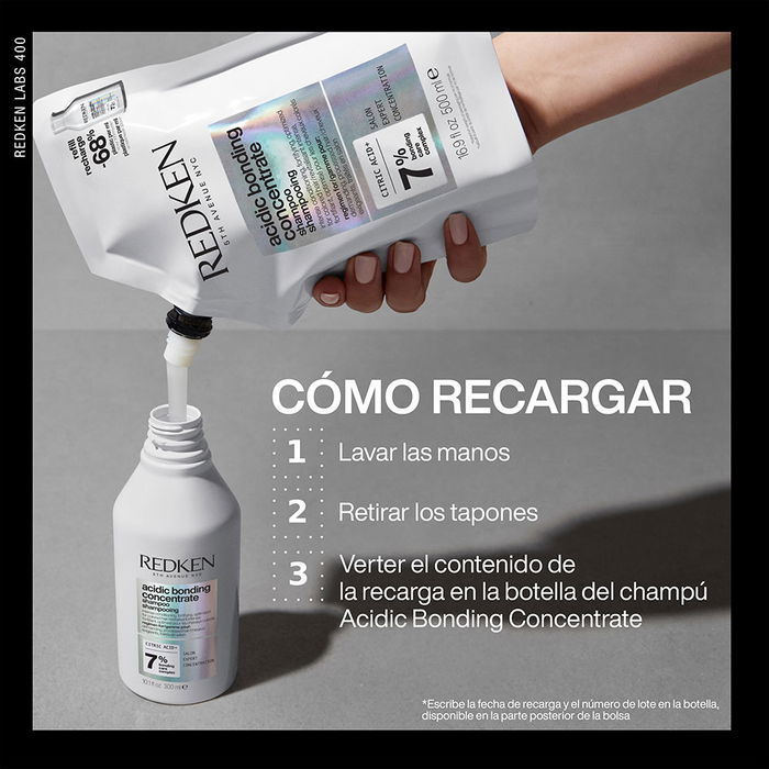 Redken Acidic Bonding Concentrate Champú Profesional Sin Sulfatos para Cabello Dañado Recarga 500 ml Redken Acidic Bonding Concentrate Champú Profesional Sin Sulfatos para Cabello Dañado Recarga 500 ml