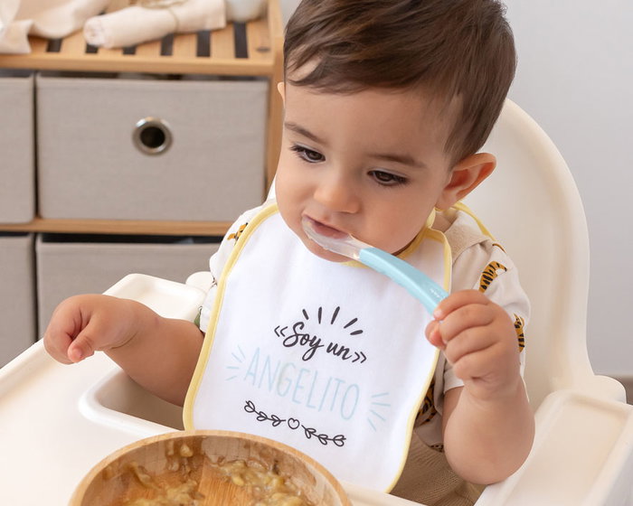 KioKids Cuchara Bebé Silicona Azul Claro Paso 2 +6 Meses