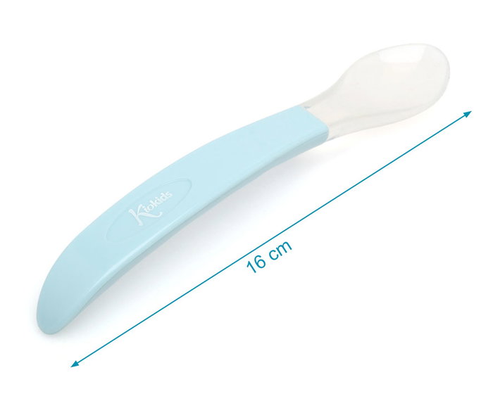 KioKids Cuchara Bebé Silicona Azul Claro Paso 2 +6 Meses