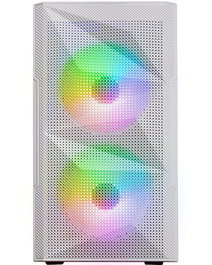 Mars Gaming Caja Gaming MC-MEW Minitorre Blanca, MicroATX/Mini-ITX, con 2 Ventiladores RGB Frontales, Cristal Templado, Rejilla Frontal Mesh, Soporte para Refrigeración Líquida