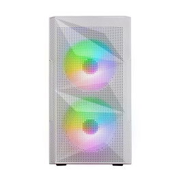 Mars Gaming MC-ME Caja Gaming Micro-ATX/Mini-ITX, Frontal Total MESH, Ventana Cristal Templado, 2 Ventiladores RGB, Gestión de Cables, Blanco, Soporte Refrigeración Líquida