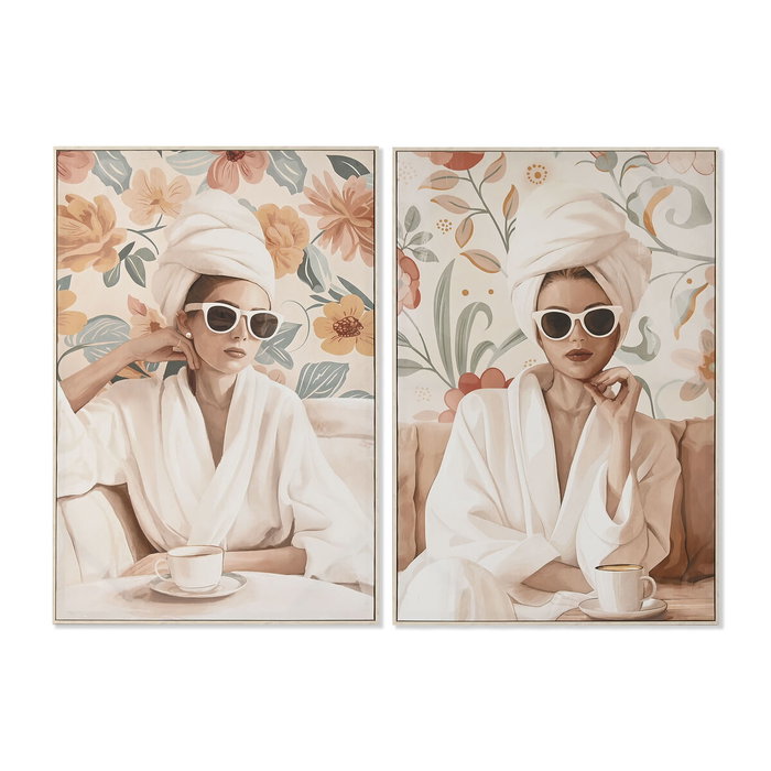 DKD Home Decor Cuadro Lienzo Chica Desayuno, Pack de 2 unidades, 82x3,5x122 cm DKD Home Decor Cuadro Lienzo Chica Desayuno, Pack de 2 unidades, 82x3,5x122 cm