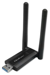 Qoltec 56987 Adaptador USB Dual Wi-Fi con antena 2 x 2dBi, Estándar AC, USB 3.0, 1200Mbps
