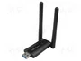 Qoltec 56987 Adaptador USB Dual Wi-Fi con antena 2 x 2dBi, Estándar AC, USB 3.0, 1200Mbps