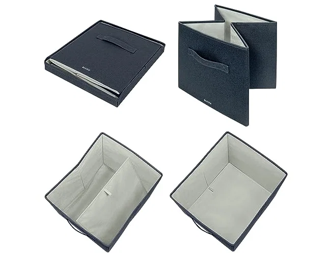 Leitz Caja de almacenaje de tela con tapa, 2 piezas, gris