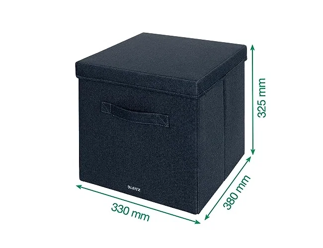 Leitz Caja de almacenaje de tela con tapa, 2 piezas, gris