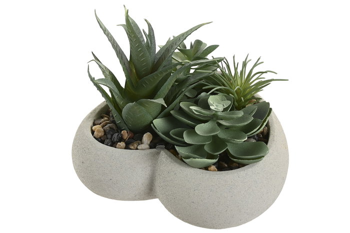 DKD Home Decor Planta Gris Verde Cemento PE 15 x 14 x 15 cm (12 Unidades)