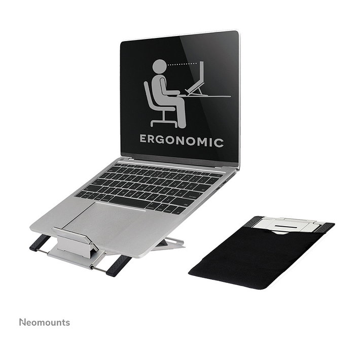 Newstar Soporte Articulado para Portátil y Tablet NSLS100, Ajustable 10-22 Pulgadas, Plegable, Hasta 5 KG, Plata, Aluminio