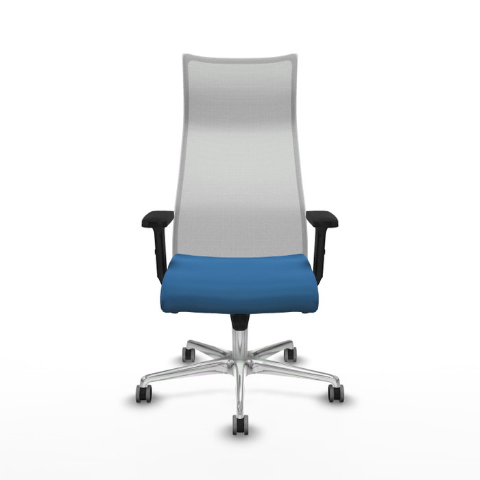 PIQUERAS Y CRESPO Sillón Albacete Azul claro y Blanco con Mecanismo Sincro y Base de Aluminio