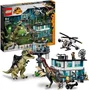 LEGO 76949 Jurassic World Ataque del Giganotosaurus y Therizinosaurus, Helicóptero y Figura de Dinosaurio