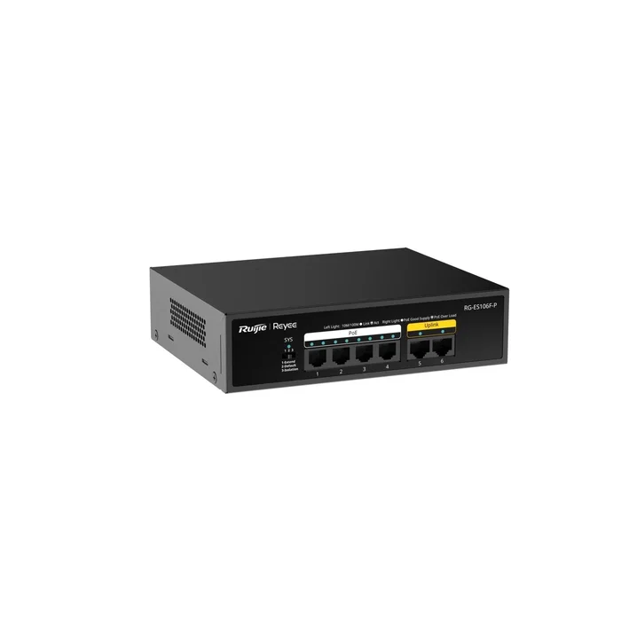 Ruijie Networks RG-ES106F-P Switch No Administrado L2 Fast Ethernet PoE Negro Ruijie Networks RG-ES106F-P Switch No Administrado L2 Fast Ethernet PoE Negro