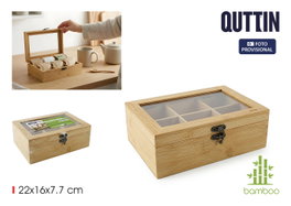 Inde Caja para té de bambú - 22,2 cm x 17,2 cm x 7,8 cm (12 Unidades)
