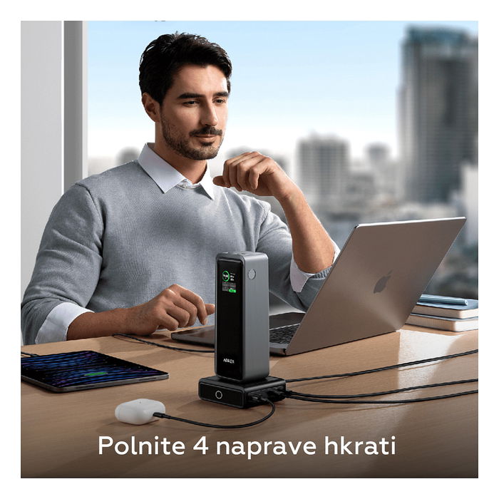 Anker Base de Carga 4-en-1 100W para PowerBank, 1 x USB-A, 2 x USB-C, 1 x Ladepad, Negro