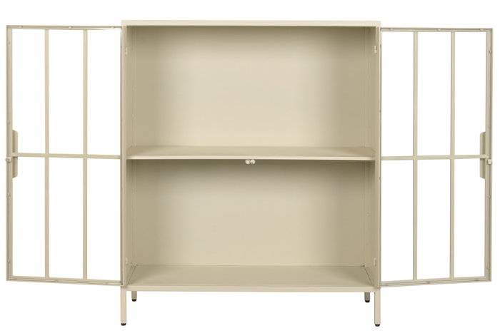 DKD Home Decor Aparador de Metal y Cristal Templado Crema