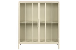 DKD Home Decor Aparador de Metal y Cristal Templado Crema