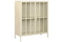 DKD Home Decor Aparador de Metal y Cristal Templado Crema