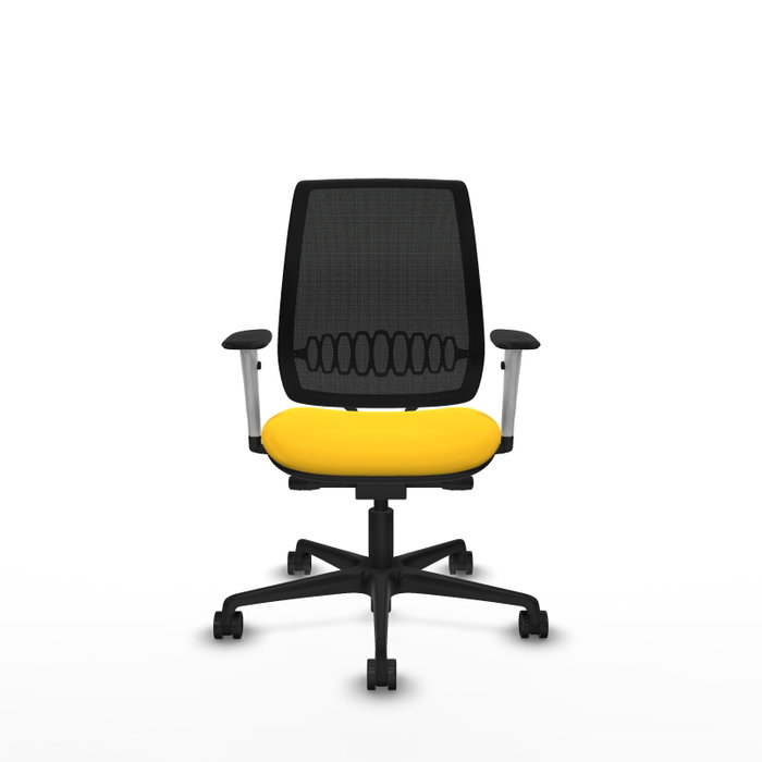 PIQUERAS Y CRESPO Silla de oficina Alares traslack con malla negra y asiento amarillo