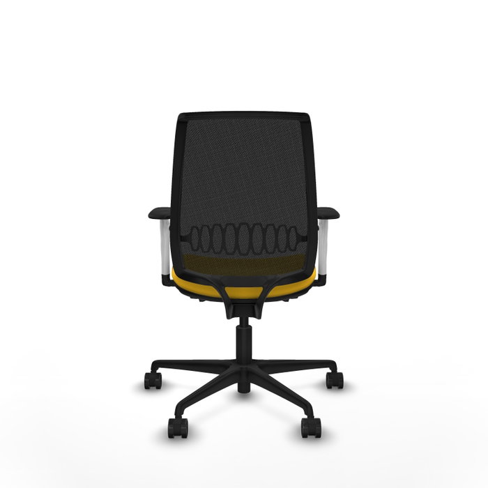PIQUERAS Y CRESPO Silla de oficina Alares traslack con malla negra y asiento amarillo