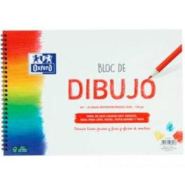 Oxford Bloc Dibujo Escolar Tapa Blanda Espiral 20 Hojas 130 gr A4+ Liso Blanco (Set de 5) (Set de 5)