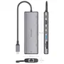 Aisens ASUC-8P033-GR Dock USB-C 8 en 1 con HDMI 4K 60Hz, USB-A 10Gbps, 2xUSB-C 10Gbps, SD/MicroSD y USB-C PD 100W Gris
