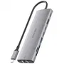 Aisens ASUC-8P033-GR Dock USB-C 8 en 1 con HDMI 4K 60Hz, USB-A 10Gbps, 2xUSB-C 10Gbps, SD/MicroSD y USB-C PD 100W Gris