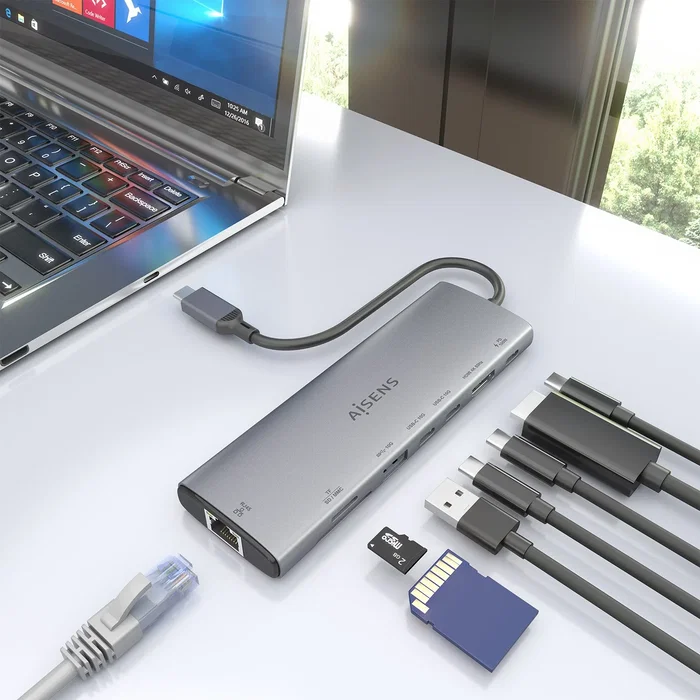 Aisens USB-C Dock 8 en 1 ASUC-8P033-GR Gris con HDMI, RJ45 y PD 100W Aisens USB-C Dock 8 en 1 ASUC-8P033-GR Gris con HDMI, RJ45 y PD 100W