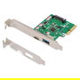 Digitus Tarjeta PCIe USB Tipo-C y Tipo-A, USB 3.2 Gen 2 (10 Gbit/s), PCIe 2.0 x1, Factor Full-height/Low-profile, Conexión Alimentación SATA 15 pines, Compatible Windows/Linux