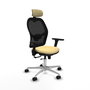 PIQUERAS Y CRESPO Silla de oficina Jorquera con mecanismo Sincro/Traslack, Crema y Negro