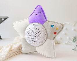 KioKids Estrella de Peluche con Proyector, Luz y Música para Bebés - Proyector Musical, Ruido Blanco, Luces de Colores, Desmontable para Lavar