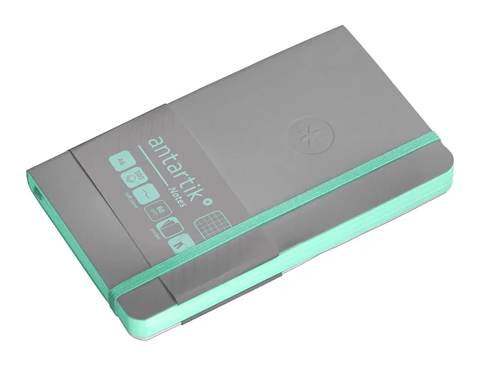 Antartik Cuaderno Antartik Notes A6 Cuadriculado Gris y Turquesa
