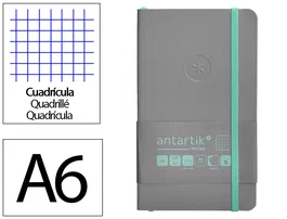 Antartik Cuaderno Antartik Notes A6 Cuadriculado Gris y Turquesa