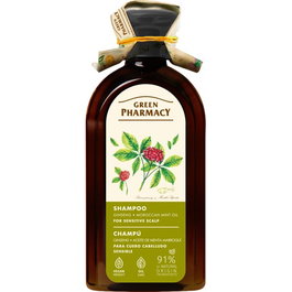 Green Pharmacy Champú para Cuero Cabelludo Sensible con Ginseng y Aceite de Menta Marroquí 350 ml