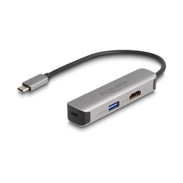 DeLOCK Adaptador USB Type-C a HDMI 4K 60 Hz con USB Tipo-A y USB Type-C Datos + PD 92 W