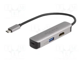 DeLOCK Adaptador USB Type-C™ a HDMI 4K 60 Hz con USB Tipo-A, USB Tipo-C™ datos y PD 92 W 61060