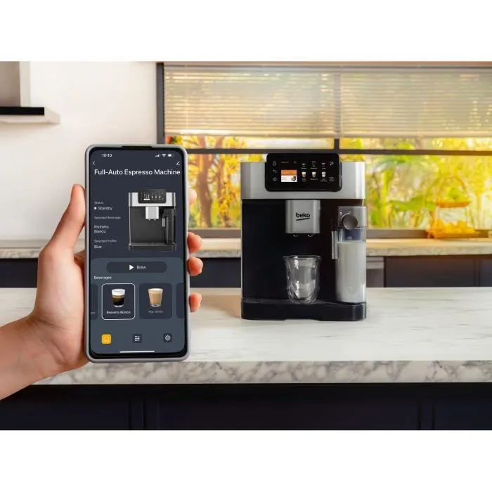 Beko CEG7348X Cafetera con Molinillo, 1350 W, Capacidad 250 g de Granos, Color Negro / Plata