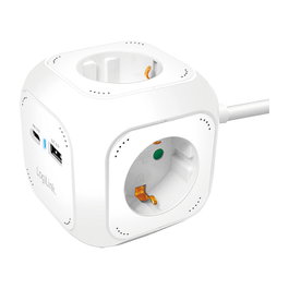 LogiLink Regleta tipo cubo con 4 tomas de seguridad y puertos USB-A y USB-C 20W PD