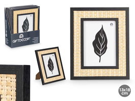Giftdecor Portafotos Negro Cuerda 13 x 18 cm Madera MDF (Set de 12)