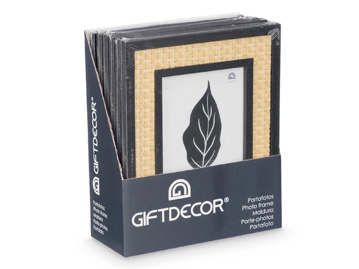 Giftdecor Portafotos Negro Cuerda 13 x 18 cm Madera MDF (Set de 12)