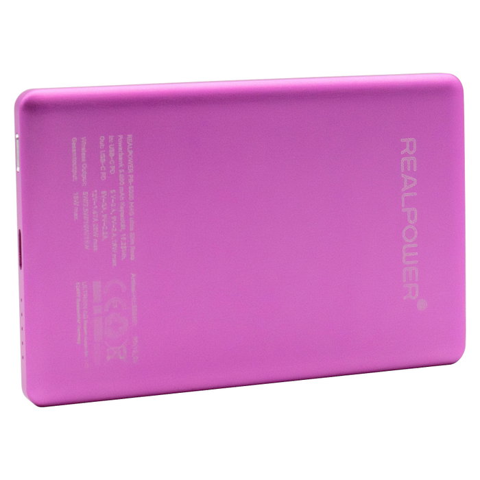 Realpower PB-5000 MAG - Power Bank Ultra Slim de 5000 mAh, Cargador Inalámbrico MagSafe 15 W, Carga Rápida 20 W, Rosa, Con Cable USB-C Realpower PB-5000 MAG - Power Bank Ultra Slim de 5000 mAh, Cargador Inalámbrico MagSafe 15 W, Carga Rápida 20 W, Rosa, Con Cable USB-C