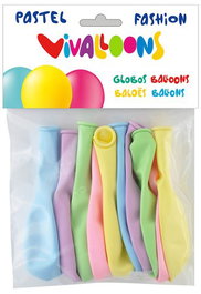 Globo 100% Latex Biodegradable Pastel Claro Colores Surtidos Bolsa 10 Unidades 15x160x120 mm