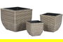 DKD Home Decor Macetero Terraza y Jardín Natural Ratán Sintético PP Set 3 Piezas 40 x 40 x 36 cm