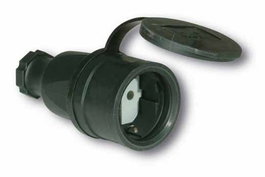 Simon Base aérea de goma Schuko 2P+T 16A 250V~ con tapa IP44 negra