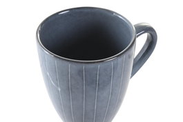 DKD Home Decor Taza de Gres Esmaltado con Rayas Azules