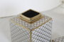 DKD Home Decor Jarrón de Porcelana Scrat Blanco y Dorado 15,5x15,5x22 cm