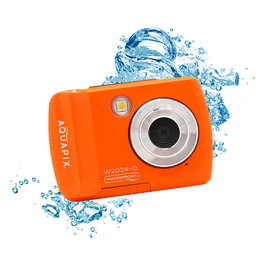 Easypix Aquapix W2024 - Cámara Compacta Sumergible 3 metros, 5 MP, HD 720p, Pantalla LCD 2.4", 8x Zoom Digital, Color Naranja