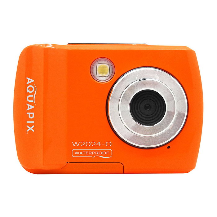Easypix Aquapix W2024 - Cámara Compacta Sumergible 3 metros, 5 MP, HD 720p, Pantalla LCD 2.4", 8x Zoom Digital, Color Naranja