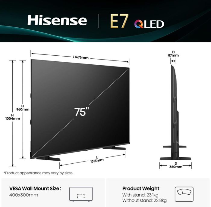 Smart TV Hisense 75E7Q 75 75" 4K Ultra HD LED HDR D-LED QLED