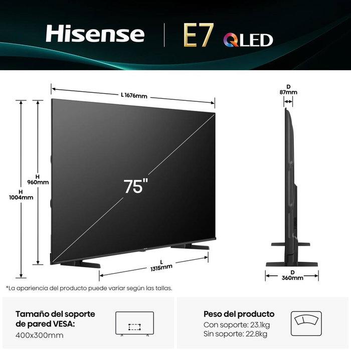 Smart TV Hisense 75E7Q 75 75" 4K Ultra HD LED HDR D-LED QLED Smart TV Hisense 75E7Q 75 75" 4K Ultra HD LED HDR D-LED QLED