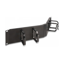 DeLOCK Panel de gestión de cables de 19 pulg. con 4 ganchos, 2U en ángulo, negro